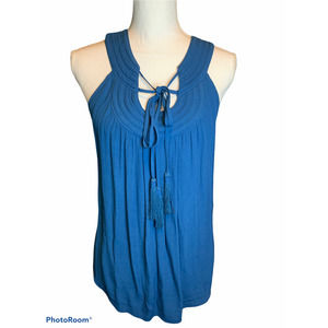Diane Von Furstenberg peacock blue tassel top